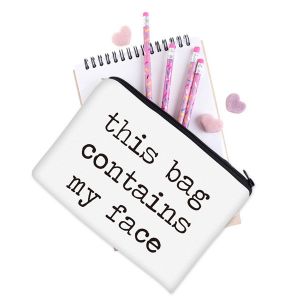 Simple White Polyester Women Makeup Bags with Printed Letter