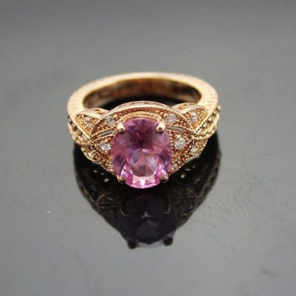 925 Silver Engagement Ring with 8mmx10mm Blue Topaz CZ Diamonds (F94)