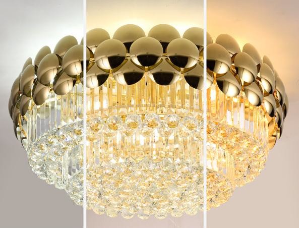 Buy Postmodern Style Iron Crystal Gold Led Ceiling Lamps For Bedroom Livingroom Hotel at wholesale prices
