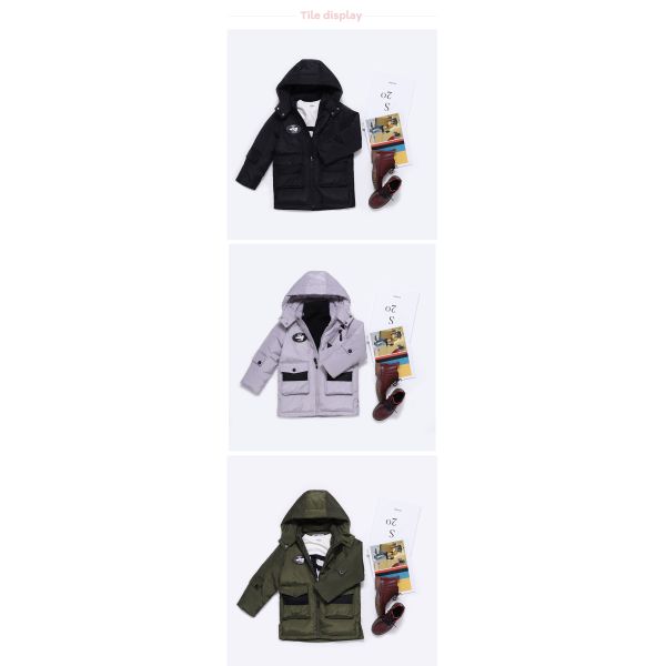 Bilemi Boys Solid Long Hooded Fashion Duck Down Jacket Baby Snowsuit Kids Winter Coat