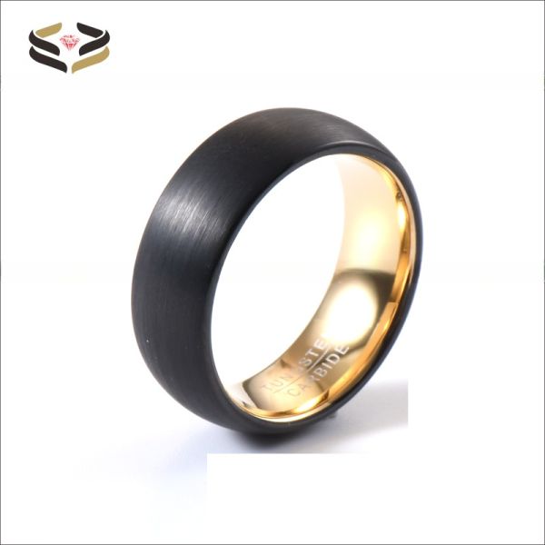 Other Diamond Shape 8mm Two Tone Tungsten Rings for Men Women Gold Wedding Band Black Rose Gold Blue Domed Style Comfort Fit