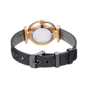PVD Plated All Black Fashion Lady Watch Mesh Band Alloy Quartz Watch For Women
