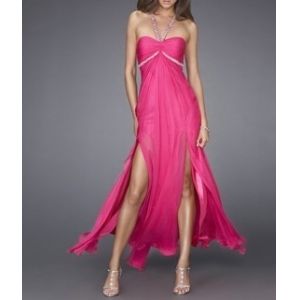 Quality Polyester Maxi Backless Evening Dresses Rose Pink For Party for sale