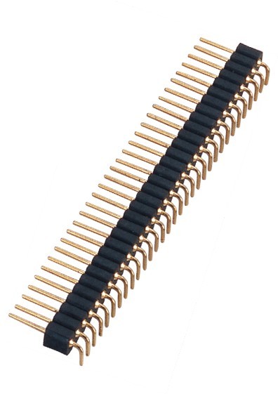 WCON 2.00mm 90° DIP Round Pin Header Single Row Black Color 1*32P H=2.8mm L=11