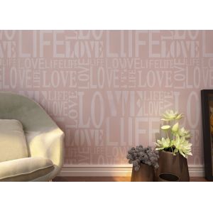 Non woven Washable Wallpaper Purple Color LOVE English Letters Wallpaper