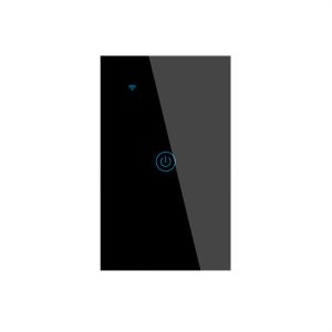 118*72mm Black Glass Touch Light Switch Voice Control 100VAC