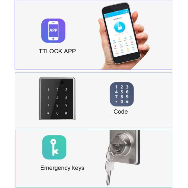 Bluetooth 4.1 LR6 Alkaline Batteries Powered Smart Door Lock For Home