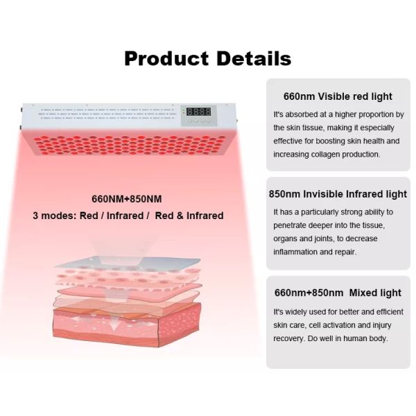 600W Timable Half Body Infrared Led Red Light Therapy Device 660nm 850nm