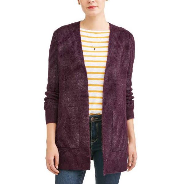 Buy Purple Womens Long Cardigan With Pockets 69% Acrylic 29% Polyester at wholesale prices
