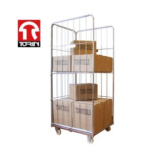 Quality Torin SWK1002 High Quality Welded Detachable 2-Sided Industrial Metal Warehouse Cargo Handcart Roll Container for sale