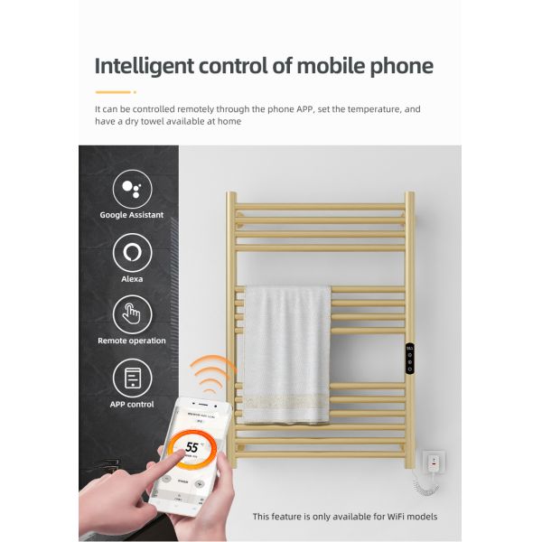 Stainless Steel 10 Bars HEATED Towel Rail Warmer Radiator for Smart Electric Water Heating