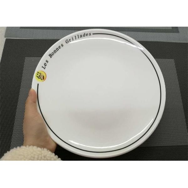 Ceramic Round Plate With Logo Porcelain Dinnerware Sets Dia. 25cm Weight 744g