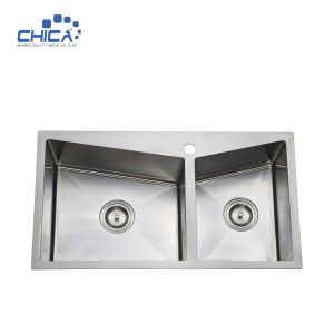 Double Bowl Handmade kitchen Sinks SUS304 stainless steel Kitchen Sinks
