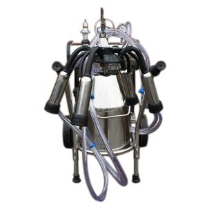 Vacuum Pump 12pcs/H Cow Milking Machine With 25L Bucket