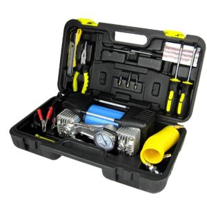 Quality 9 pcs auto emergency kit ,with air pump ,booster cable ,pliers ,knife for sale