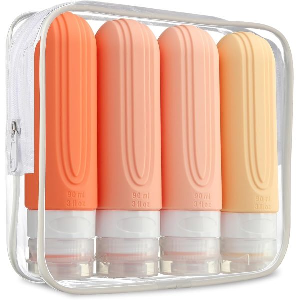 Buy Pink Essential Silicone Travel Bottle Set 90ml for Toiletries at wholesale prices