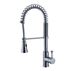 Commercial One Handle Brass Kitchen Sink Water Faucet / Deck Mounted Chrome