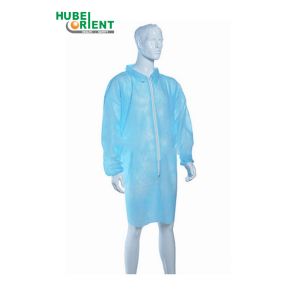 55gsm Nonwoven Disposable Lab Coat With Zip Closure
