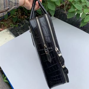 Genuine Crocodile Belly Skin Businessmen ZIP Briefcase Exotic Real True