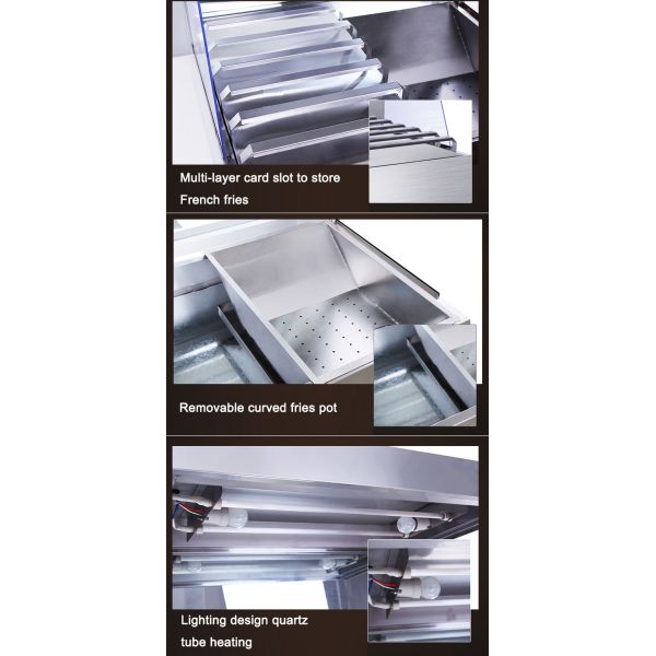 1.6KW Multifunctional Large Capacity Chip Warmer Display for Commercial Food Service