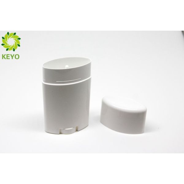 White Bottom Filled Oval Plastic Sun Block Containers 75g Custom Design Acceptable