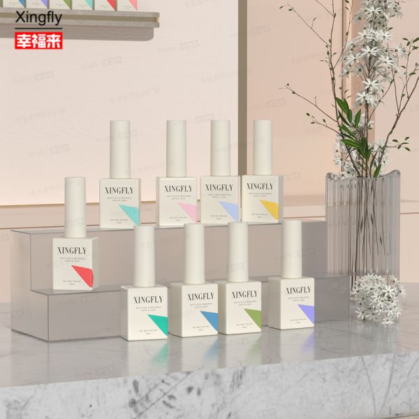 Buy 12ml Square Gel Polish Empty Nail Varnish Uv Polish Glass Bottle With Brush Cap at wholesale prices