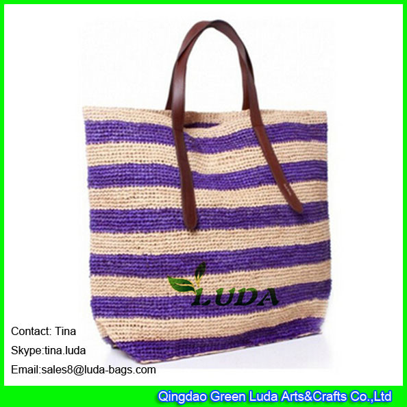 Buy LUDA striped purse handbags leather deco raffia beach straw bags at wholesale prices