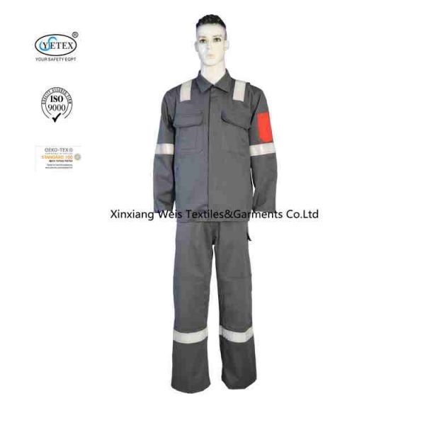 Buy Grey Antistatic Workwears FR Fireproof Suits Oil Gas Industry at wholesale prices