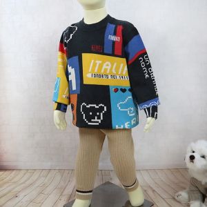 Cute Printing Kids Sweater Baby Boys Knit Casual All-match Boutique Sweater Coat