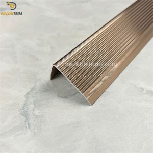 Shiny Rose Gold 6063 Aluminum Vinyl Flooring Stair Nose L Shape Anti Slip