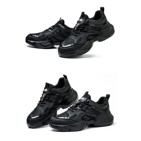 Durable Black Custom Logo Safety Shoes with Breathable TPU Flying Knit and Kevlar Midsole