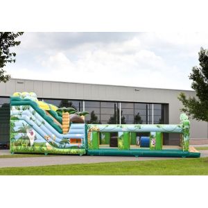 Safety Jungle World Commercial Inflatable Slide With Obstacle Course