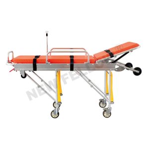 Aluminum Alloy Adjustable Wheeled Automatic Loading Stretcher With 65° Back