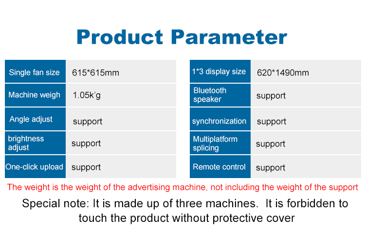 Splice Function 1800 Brightness LED Fan 3D Hologram Projector for Wall Display