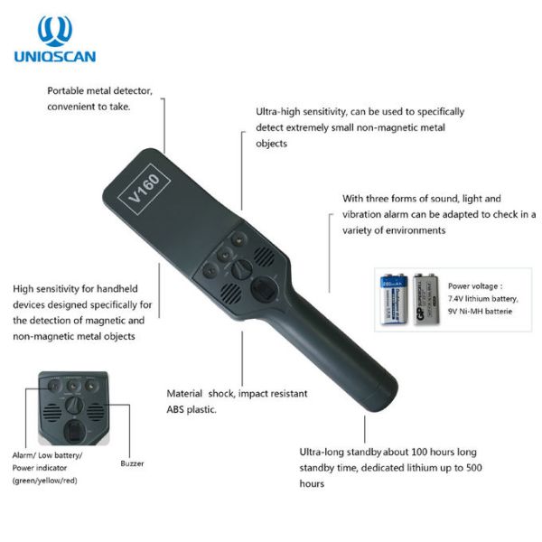 40KHz 9V Battery Waterproof IP31 Hand Held Metal Detector