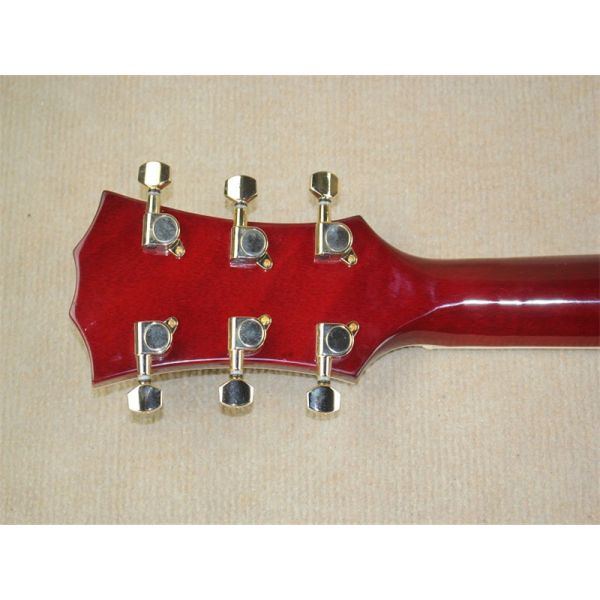 Wholsale Factory custom 21frets classic semi-hollow tobacco sunburst folk acoustic guitar with bird inlay