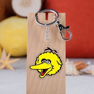 Metal Ring Attachment Transparent Acrylic Keychain Durable Cartoon Sesame Street