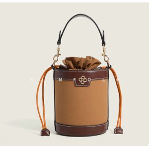 OEM Womens Crossbody Messenger Bag Polyester Lining Round Bucket Bag