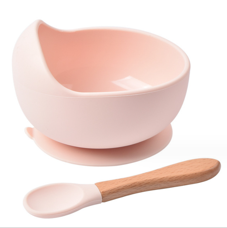 Non-Spill Waterproof Silicone Baby Feeding Bowl with Food Grade Spoon and Spoon Set