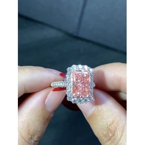4.56ct Lab Diamond Jewelry Pink Radiant Cut Diamond Ring