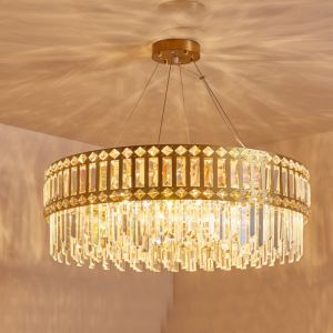 Modern Luxury Crystal Chandelier Contemporary Flush Mount Ceiling Light Fixture