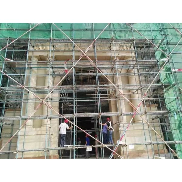 Customizable Beige Sandstone Artwork Special Shaped Stone Door Frame Lines