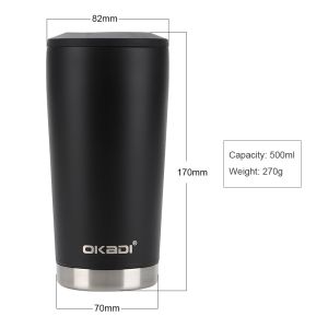 500ml Eco Friendly Stainless Steel Vacuum Flask Wine Tumbler Coffee Mug with Lid