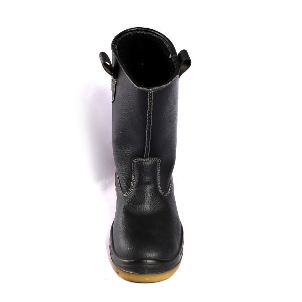 Steel Toe Lace Up Cut Black Split Cow Leather Anti Slip Protection Brand Safety Shoes