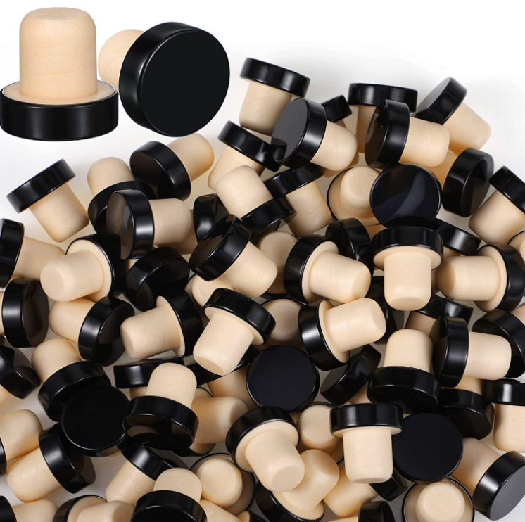 Custom Size Wooden Top Polymer Lid Whisky Bottle Cap Wine Stopper Synthetic Cork