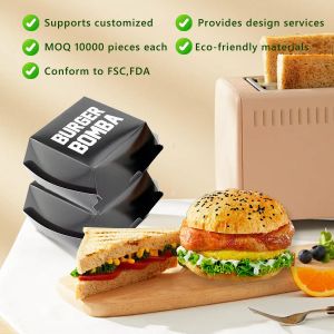 Customized hamburger box eco-friendly and biodegradable kraft paper food