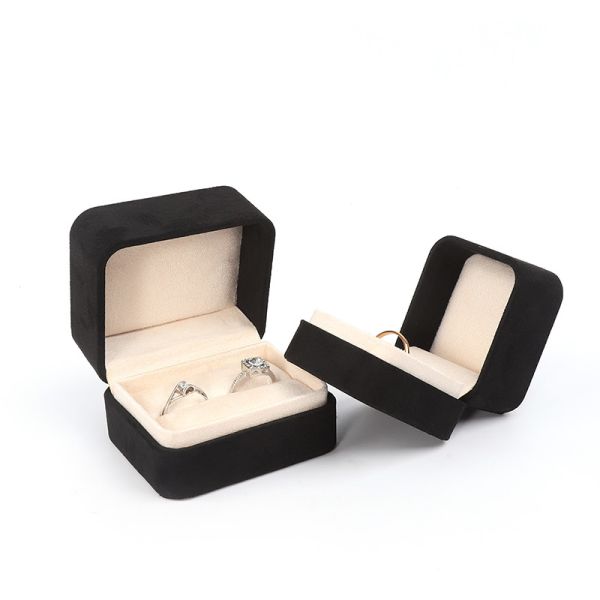 Buy Square black Velvet Jewelry ring Box customizable Jewellery Box packaging at wholesale prices