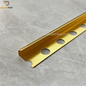 10x2500mm Aluminium Tile Trim High Gloss Gold Marble Bullnose External