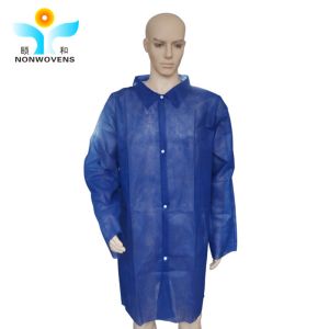 Quality Customized Disposable Lab Coat Navy Blue PP SMS OEM Approved With Button for sale