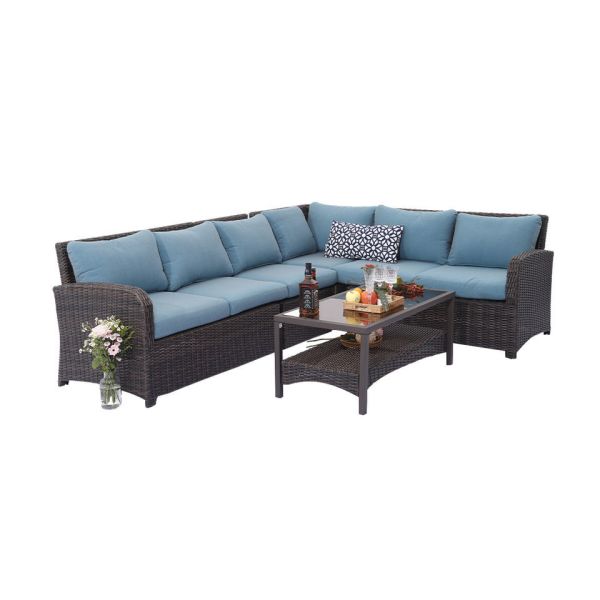 Patio Furniture Set Outdoor Sectional Sofa Conversation Set All Weather Wicker Rattan Couch Dining Table & Chair